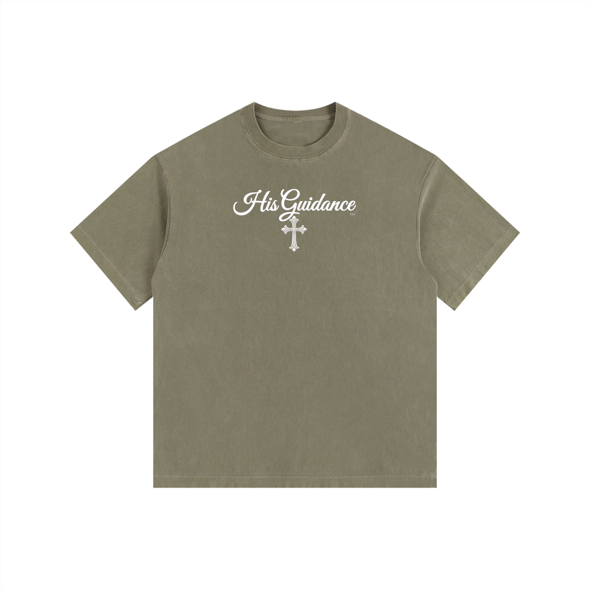 "His Guidance" Vintage Washed Oversized Cotton T-Shirt (White Font)
