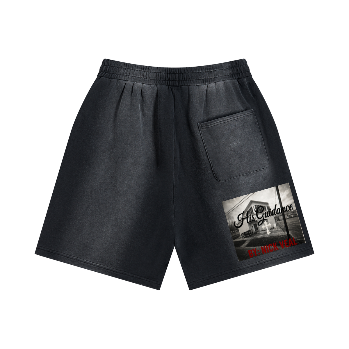 "His Guidance" Sun Fade Distressed Shorts
