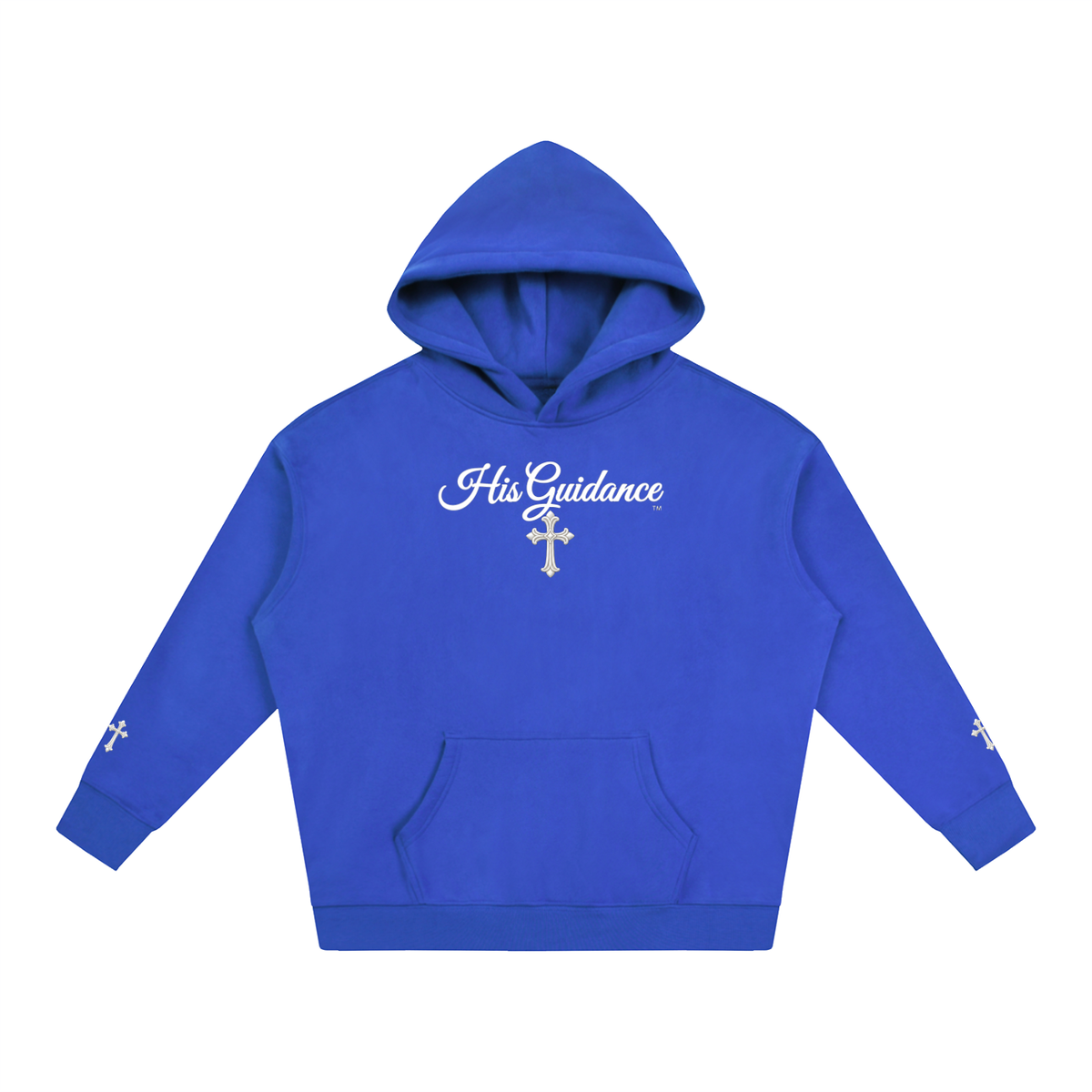 "His Guidance" Oversize Fleeced Hoodie (cross on sleeves)