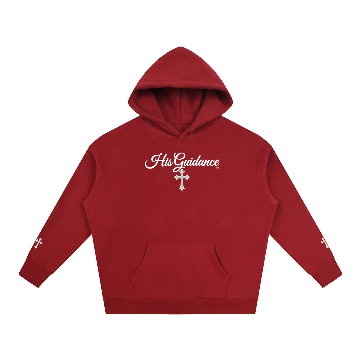 "His Guidance" Oversize Fleeced Hoodie (cross on sleeves)