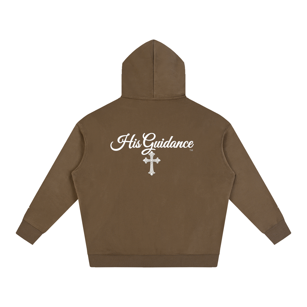 "His Guidance" Oversize Fleeced Hoodie (cross on sleeves)