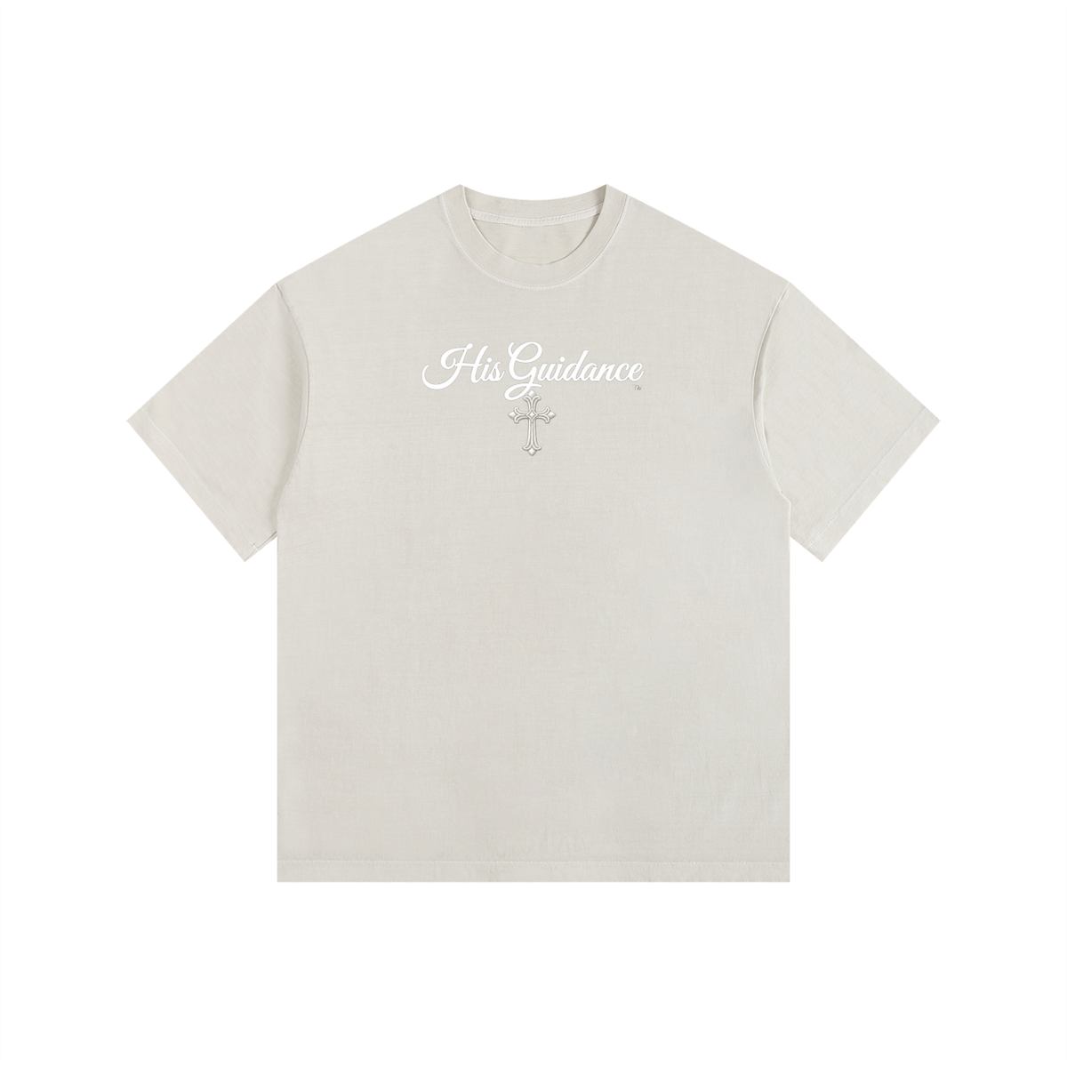 "His Guidance" Vintage Washed Oversized Cotton T-Shirt (White Font)