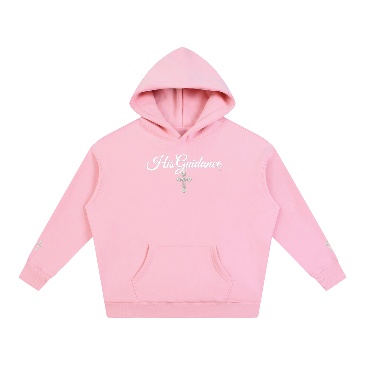 "His Guidance" Oversize Fleeced Hoodie (cross on sleeves)