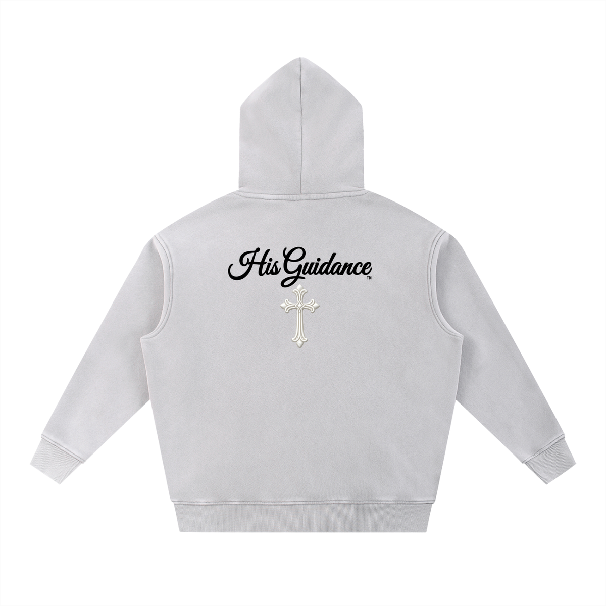 "His Guidance" Snow Wash Fleece Oversize Hoodie (Black Font)