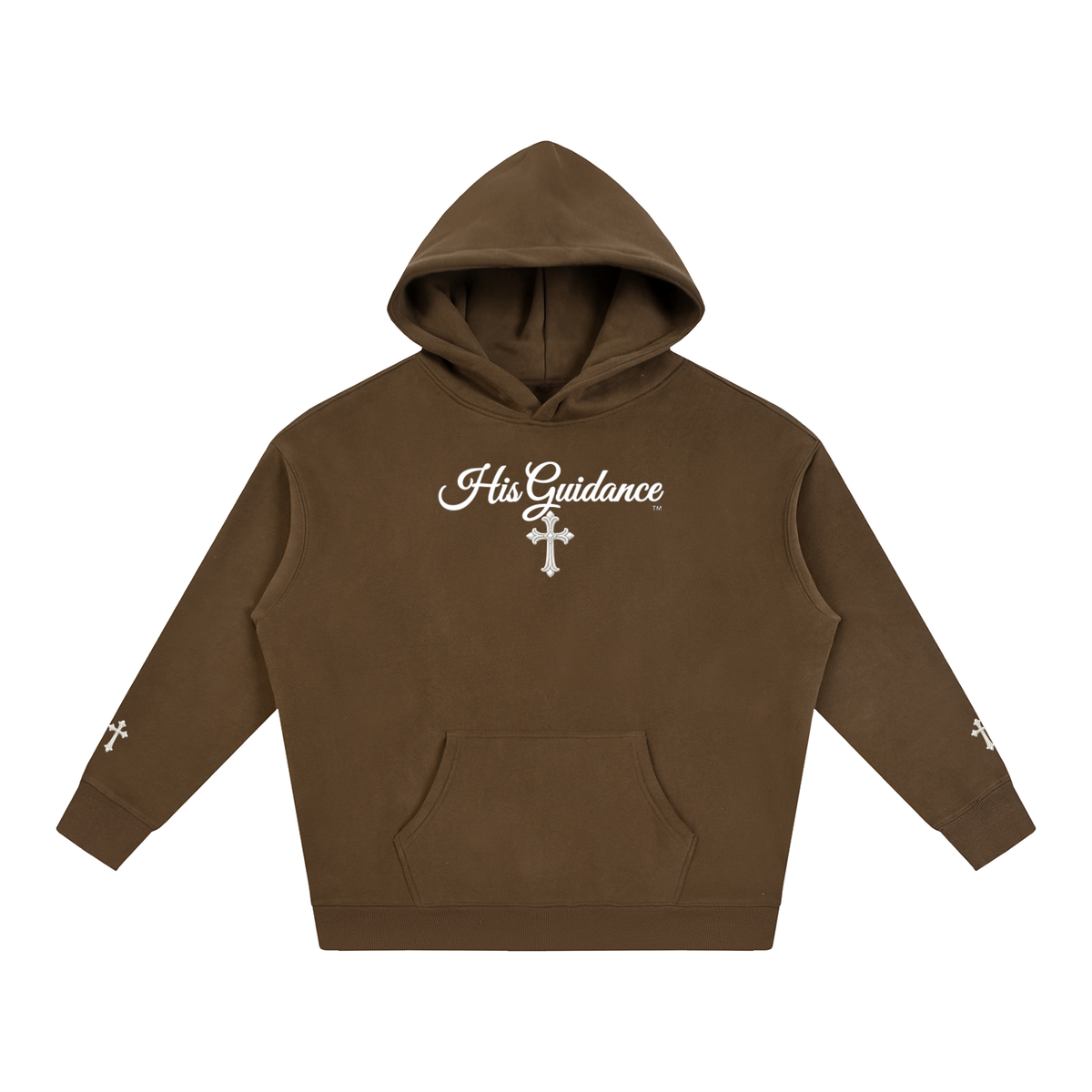 "His Guidance" Oversize Fleeced Hoodie (cross on sleeves)