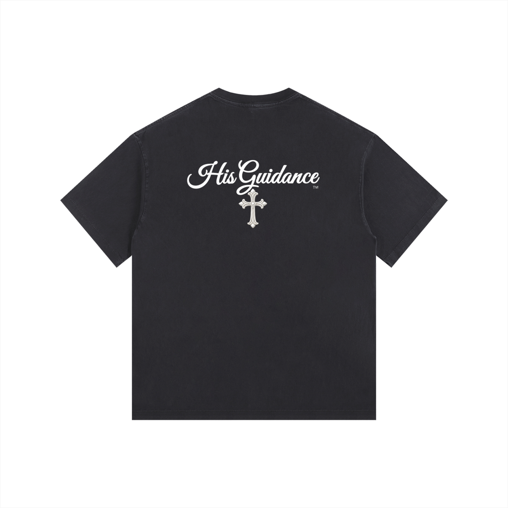 "His Guidance" Vintage Washed Oversized Cotton T-Shirt (White Font)