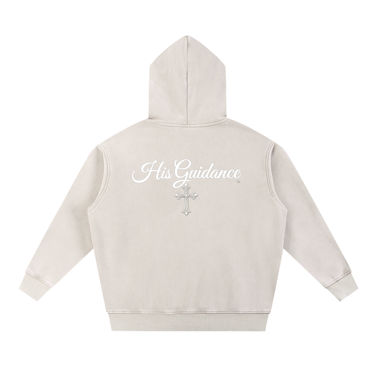 "His Guidance" Snow Wash Fleece Oversize Hoodie (White Font)