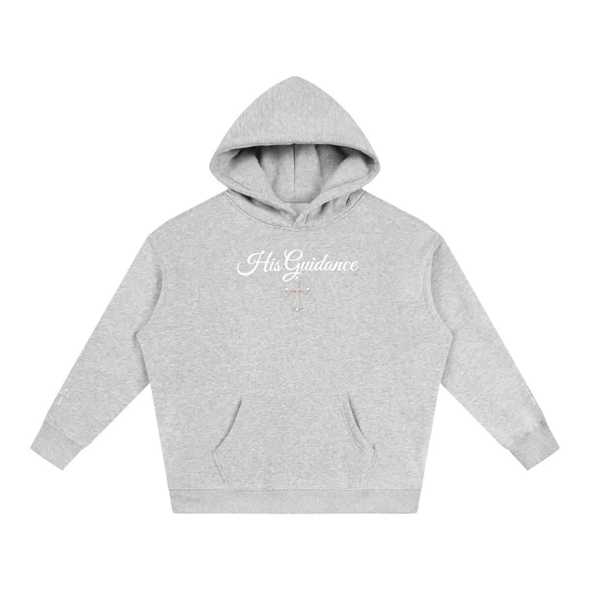 "His Guidance" Oversize Fleeced Hoodie (cross on sleeves)