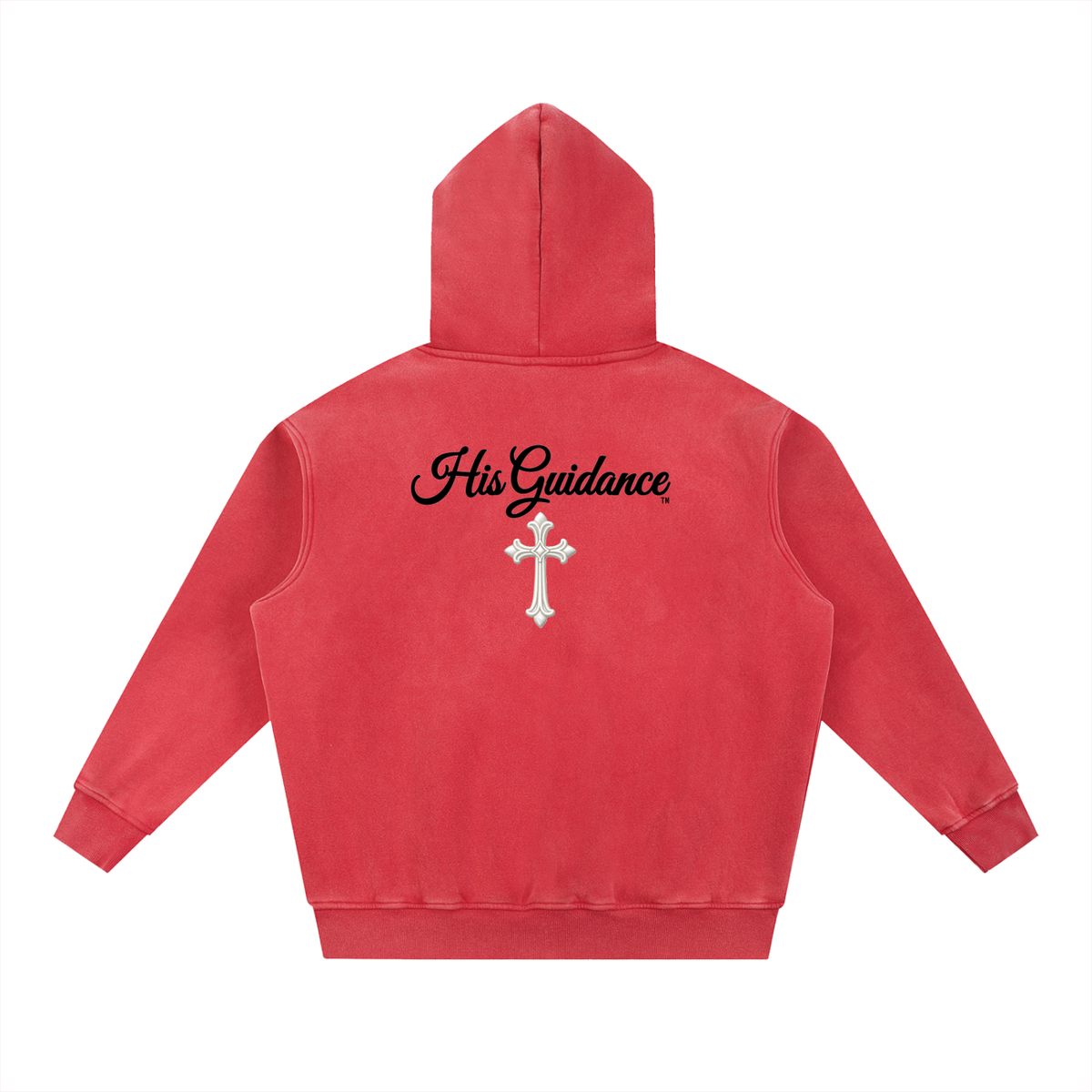 "His Guidance" Snow Wash Fleece Oversize Hoodie (Black Font)