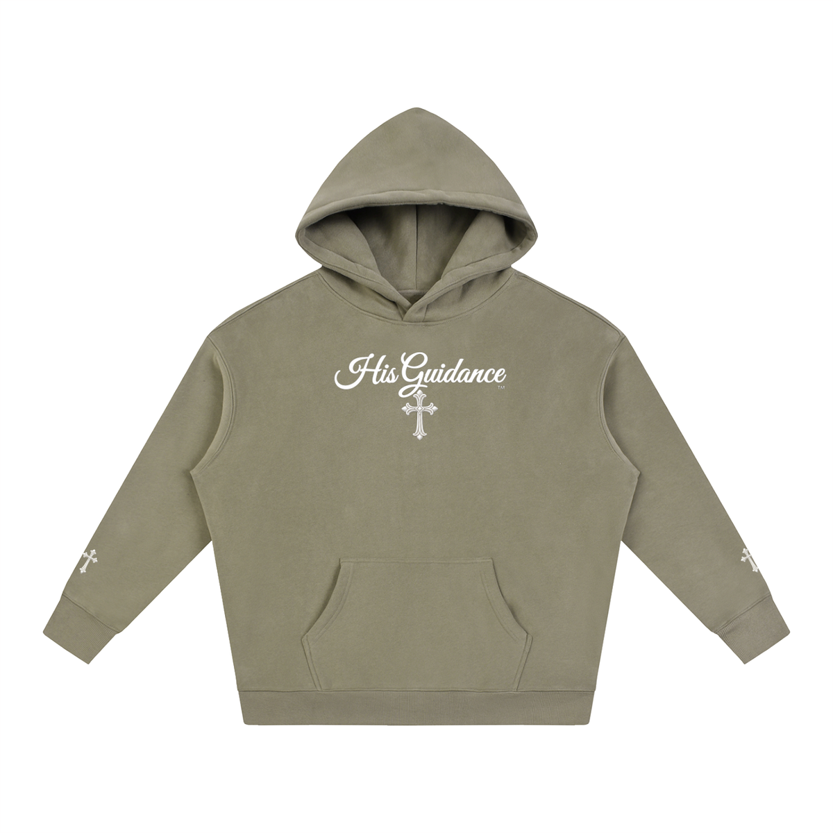 "His Guidance" Oversize Fleeced Hoodie (cross on sleeves)