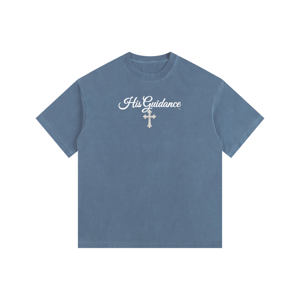 "His Guidance" Vintage Washed Oversized Cotton T-Shirt (White Font)
