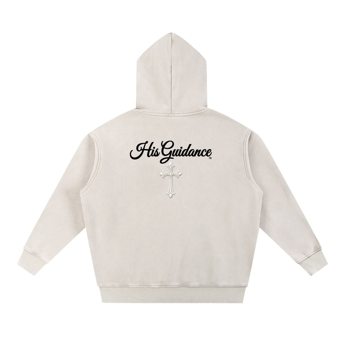 "His Guidance" Snow Wash Fleece Oversize Hoodie (Black Font)
