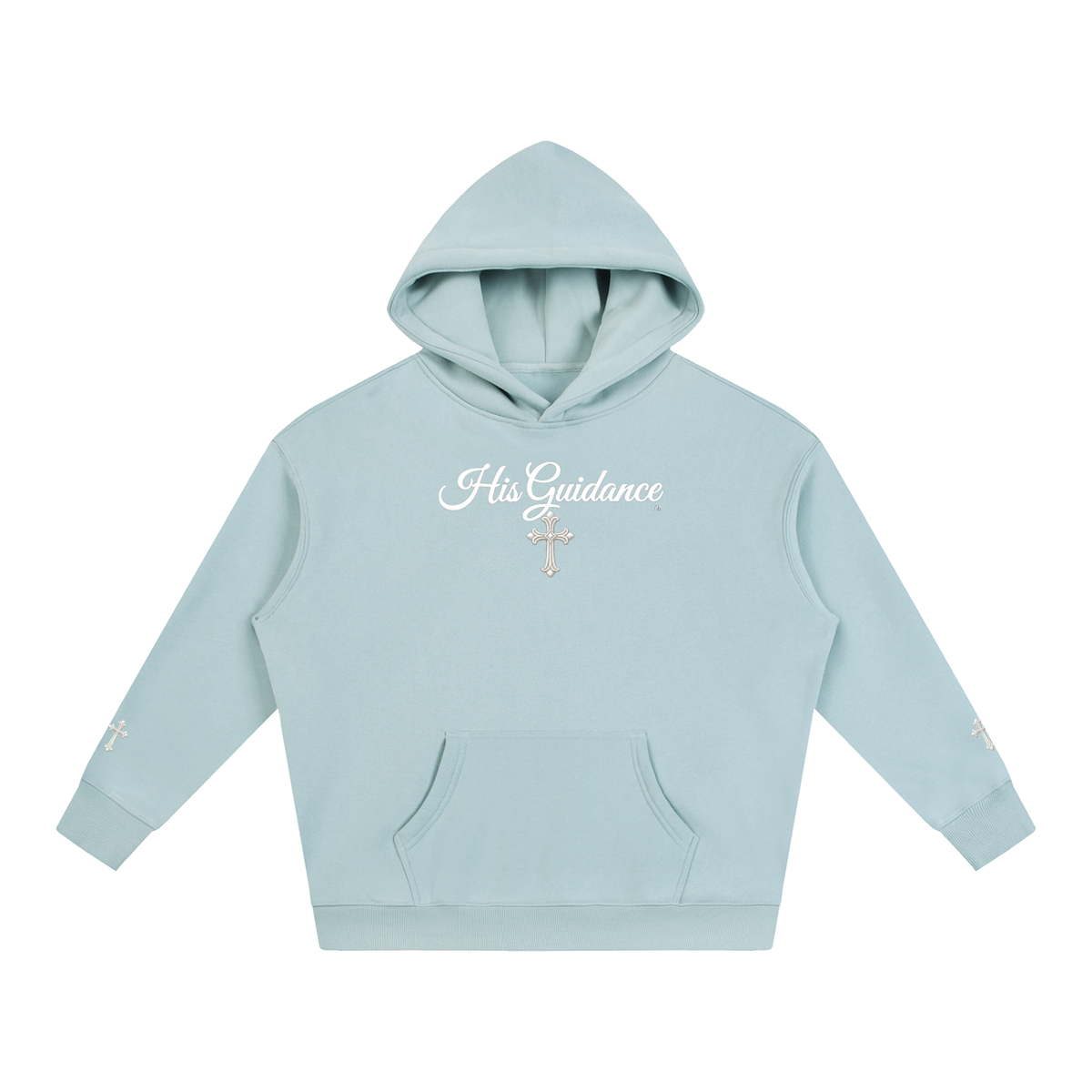 "His Guidance" Oversize Fleeced Hoodie (cross on sleeves)