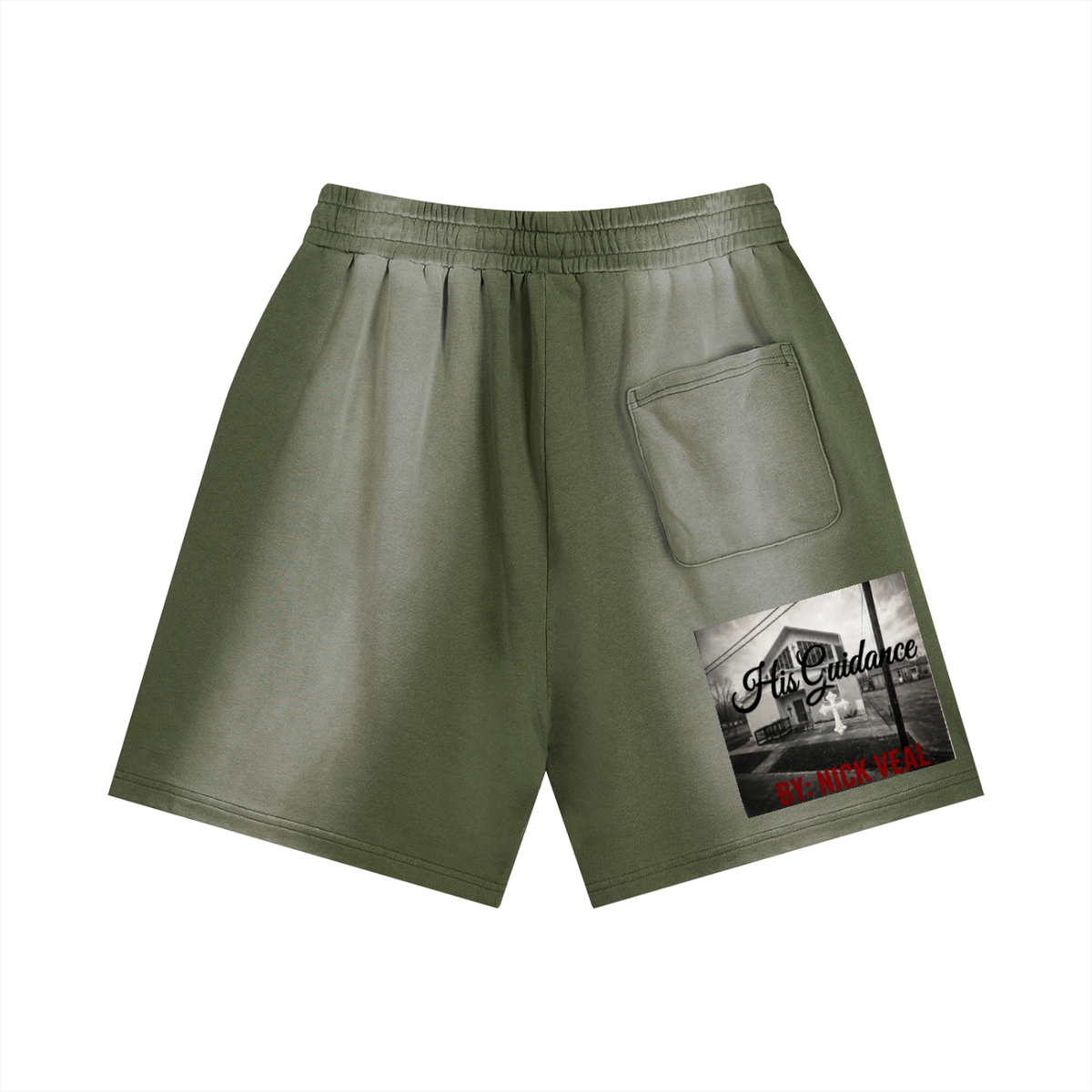 "His Guidance" Sun Fade Distressed Shorts