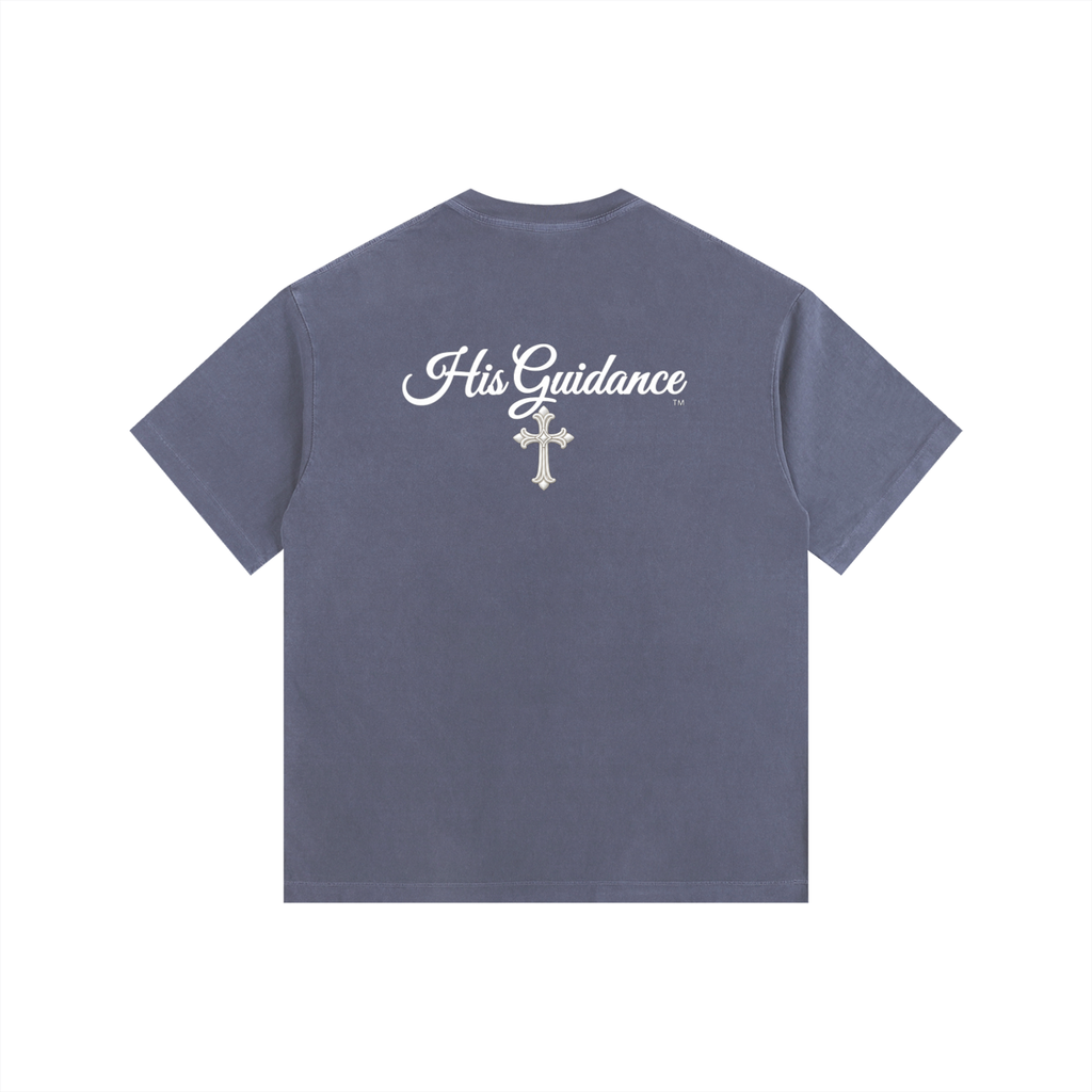"His Guidance" Vintage Washed Oversized Cotton T-Shirt (White Font)