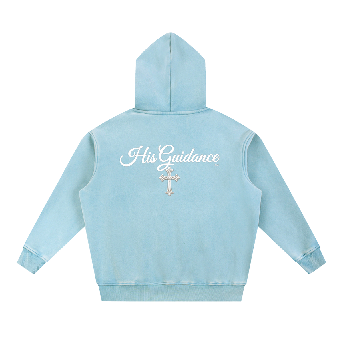 "His Guidance" Snow Wash Fleece Oversize Hoodie (White Font)