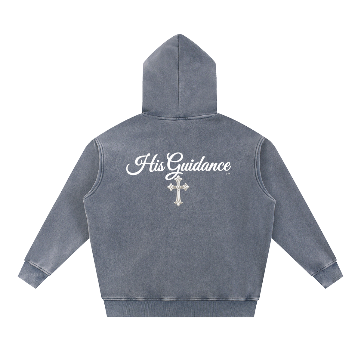 "His Guidance" Snow Wash Fleece Oversize Hoodie (White Font)
