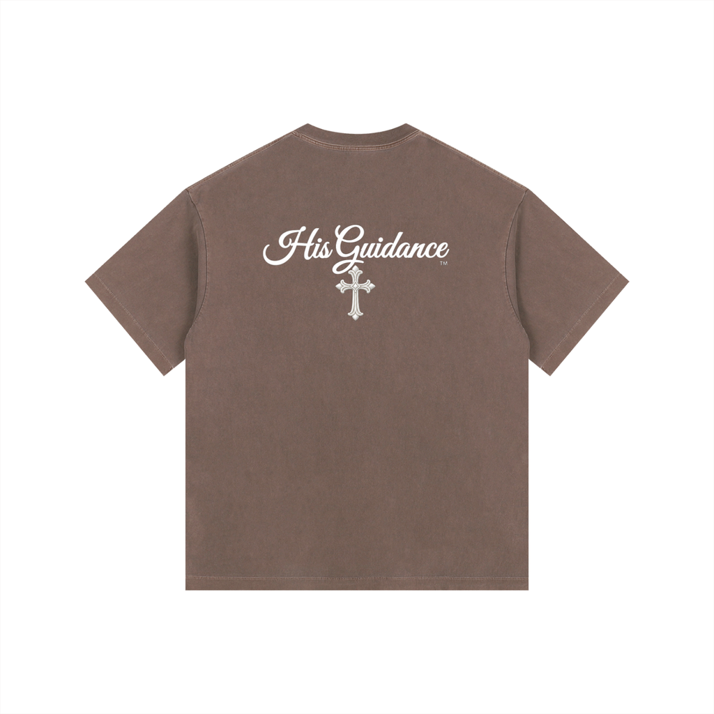 "His Guidance" Vintage Washed Oversized Cotton T-Shirt (White Font)