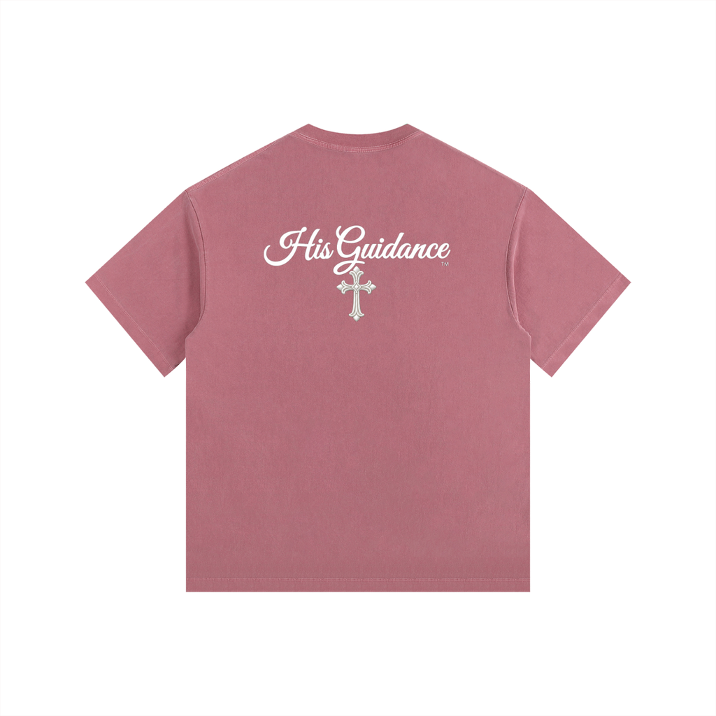 "His Guidance" Vintage Washed Oversized Cotton T-Shirt (White Font)
