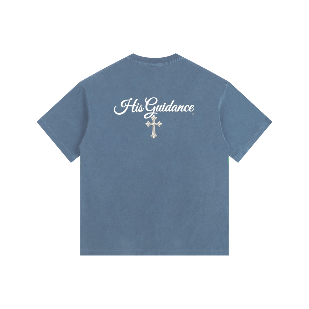 "His Guidance" Vintage Washed Oversized Cotton T-Shirt (White Font)