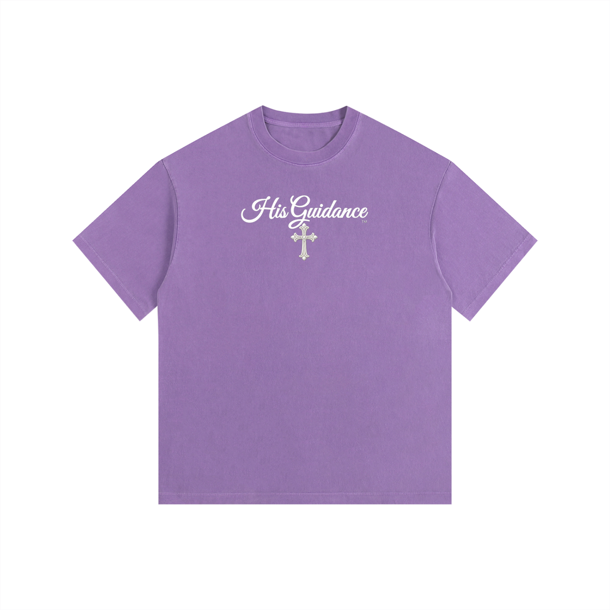 "His Guidance" Vintage Washed Oversized Cotton T-Shirt (White Font)