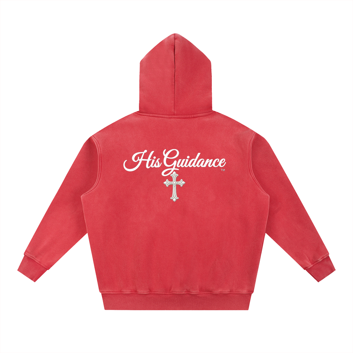 "His Guidance" Snow Wash Fleece Oversize Hoodie (White Font)