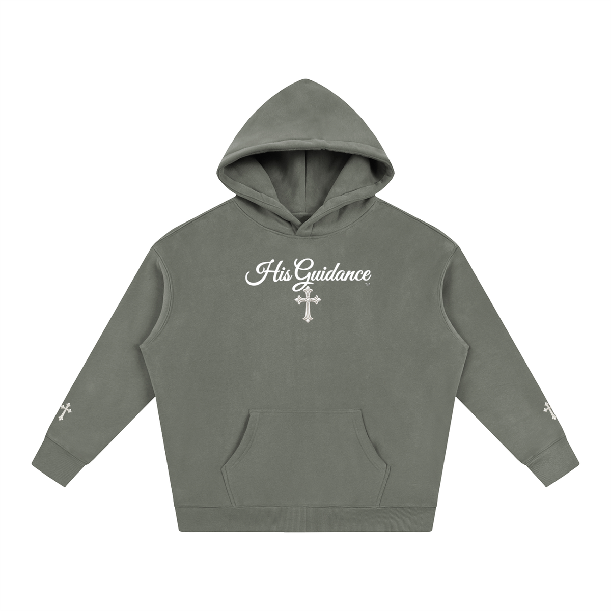 "His Guidance" Oversize Fleeced Hoodie (cross on sleeves)