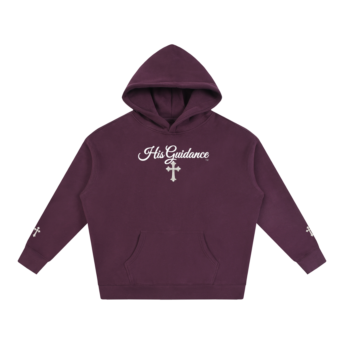 "His Guidance" Oversize Fleeced Hoodie (cross on sleeves)