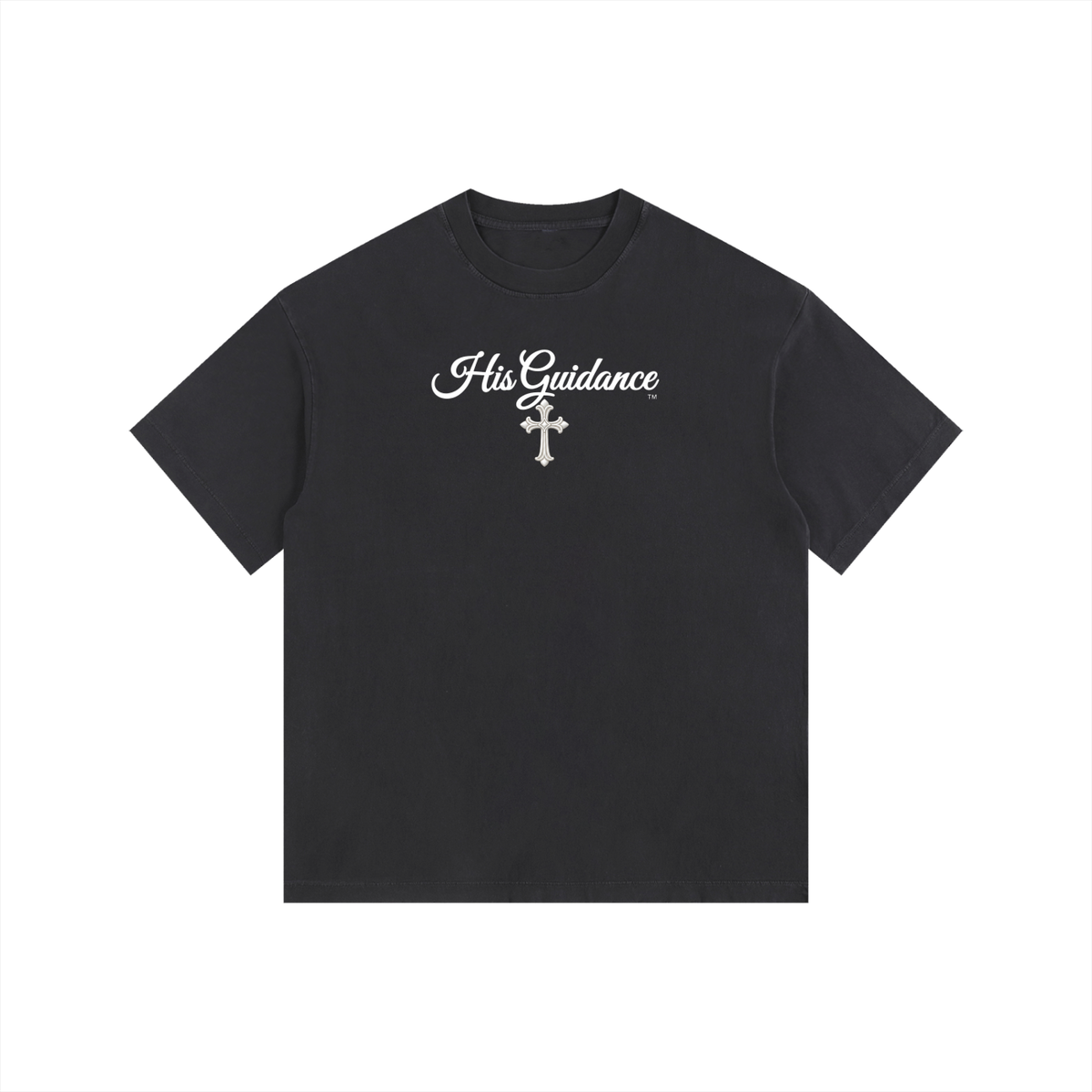"His Guidance" Vintage Washed Oversized Cotton T-Shirt (White Font)