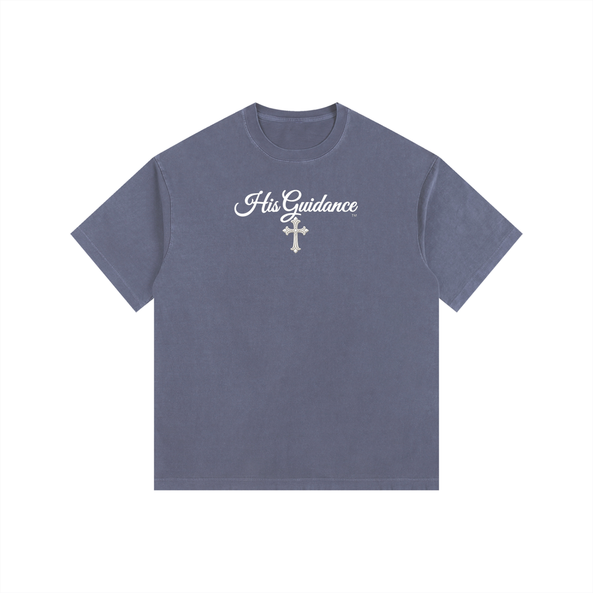 "His Guidance" Vintage Washed Oversized Cotton T-Shirt (White Font)