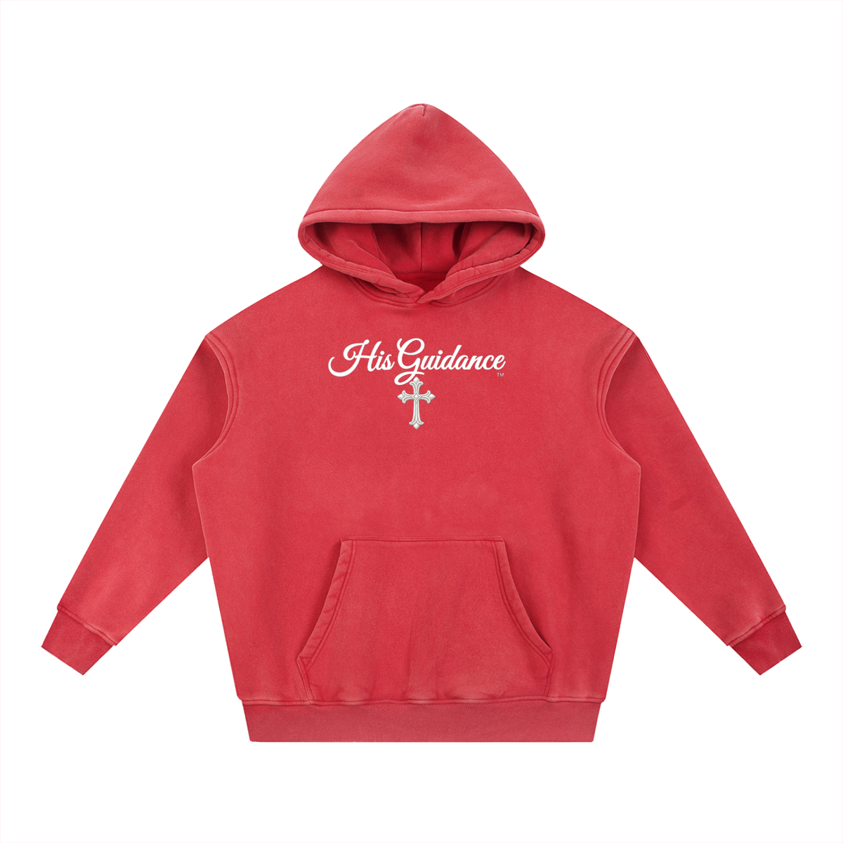 "His Guidance" Snow Wash Fleece Oversize Hoodie (White Font)