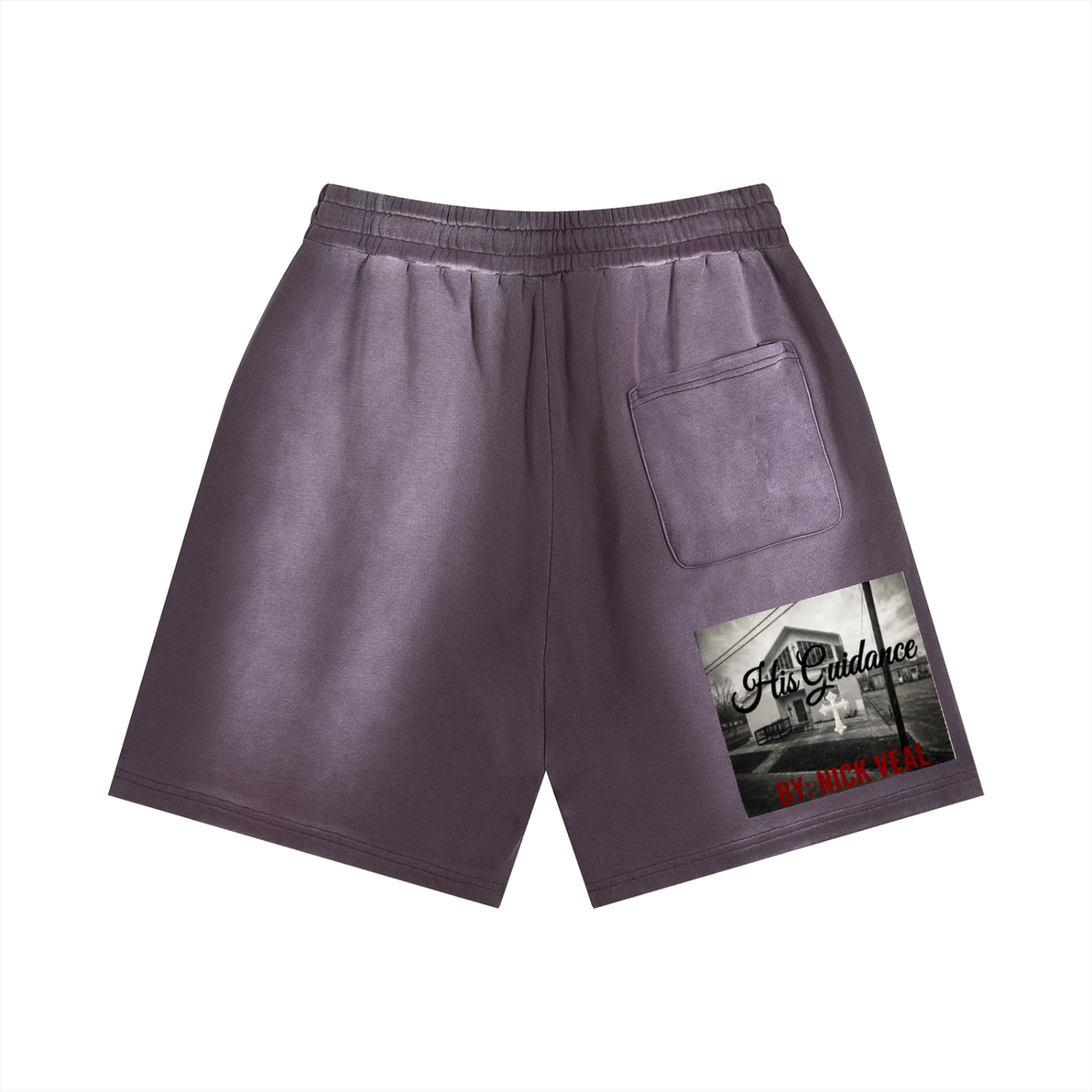 "His Guidance" Sun Fade Distressed Shorts