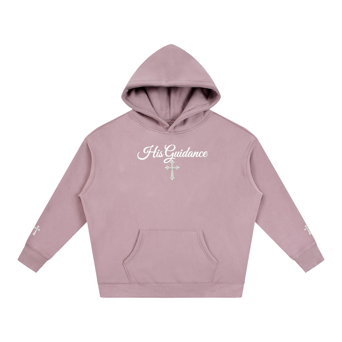 "His Guidance" Oversize Fleeced Hoodie (cross on sleeves)
