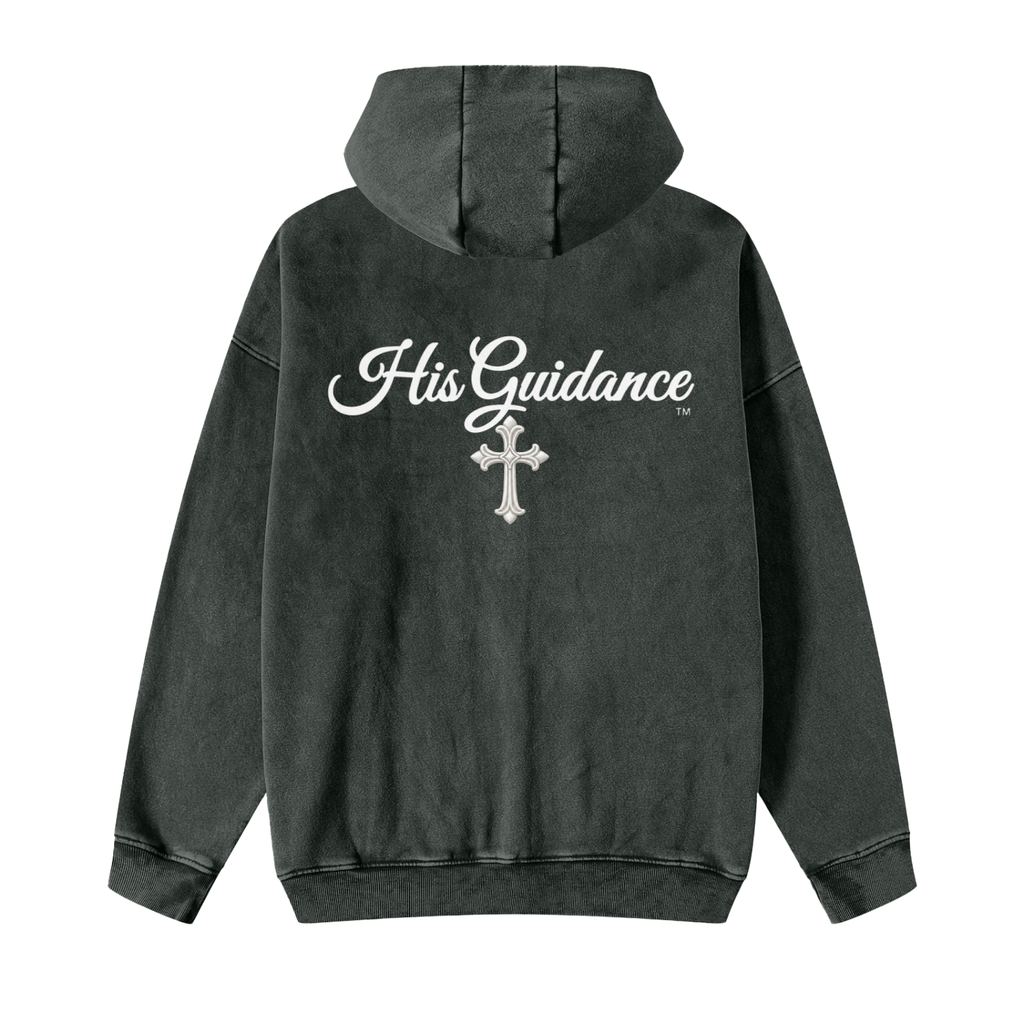"His Guidance" Snow Washed Zip-Through Fleece Hoodie