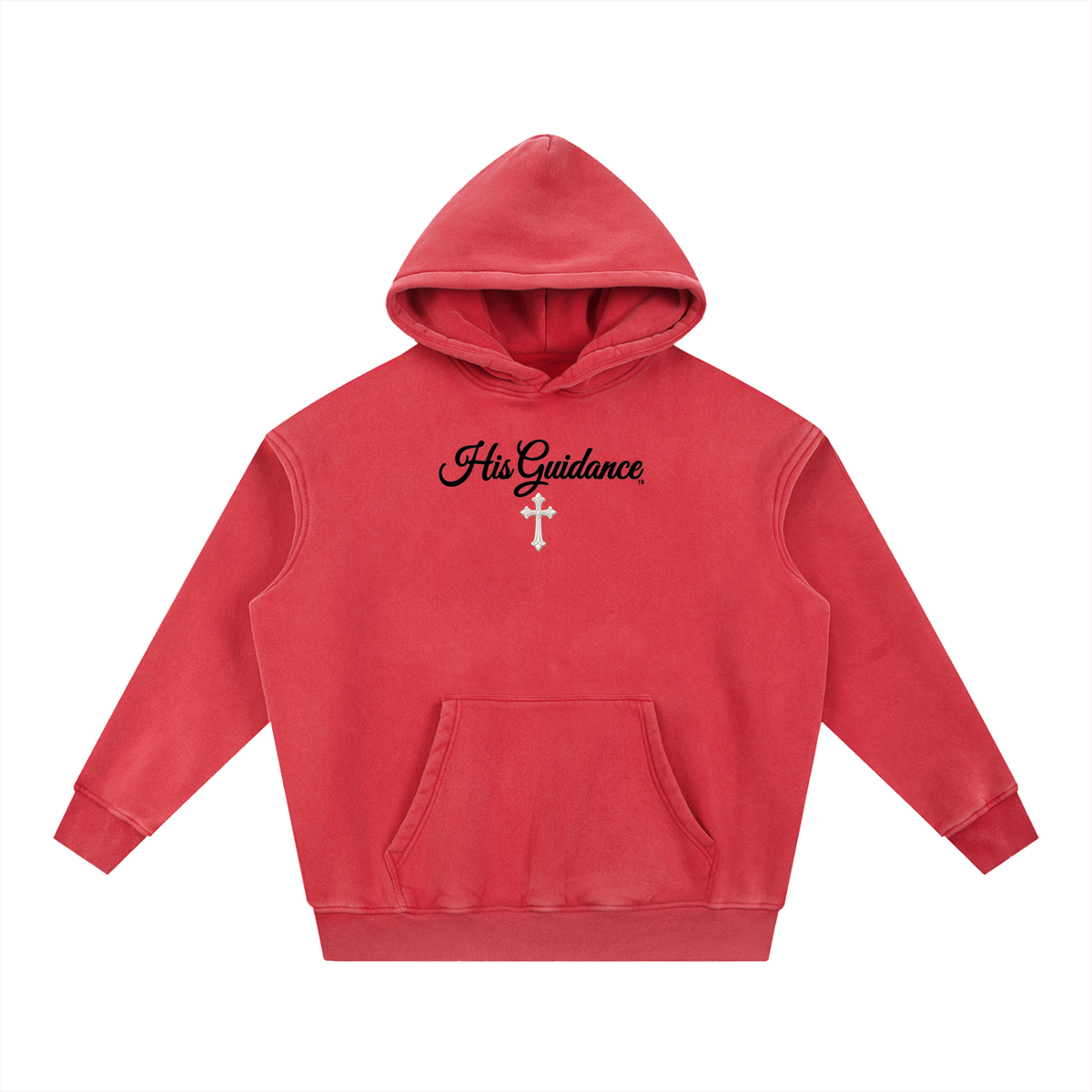 "His Guidance" Snow Wash Fleece Oversize Hoodie (Black Font)