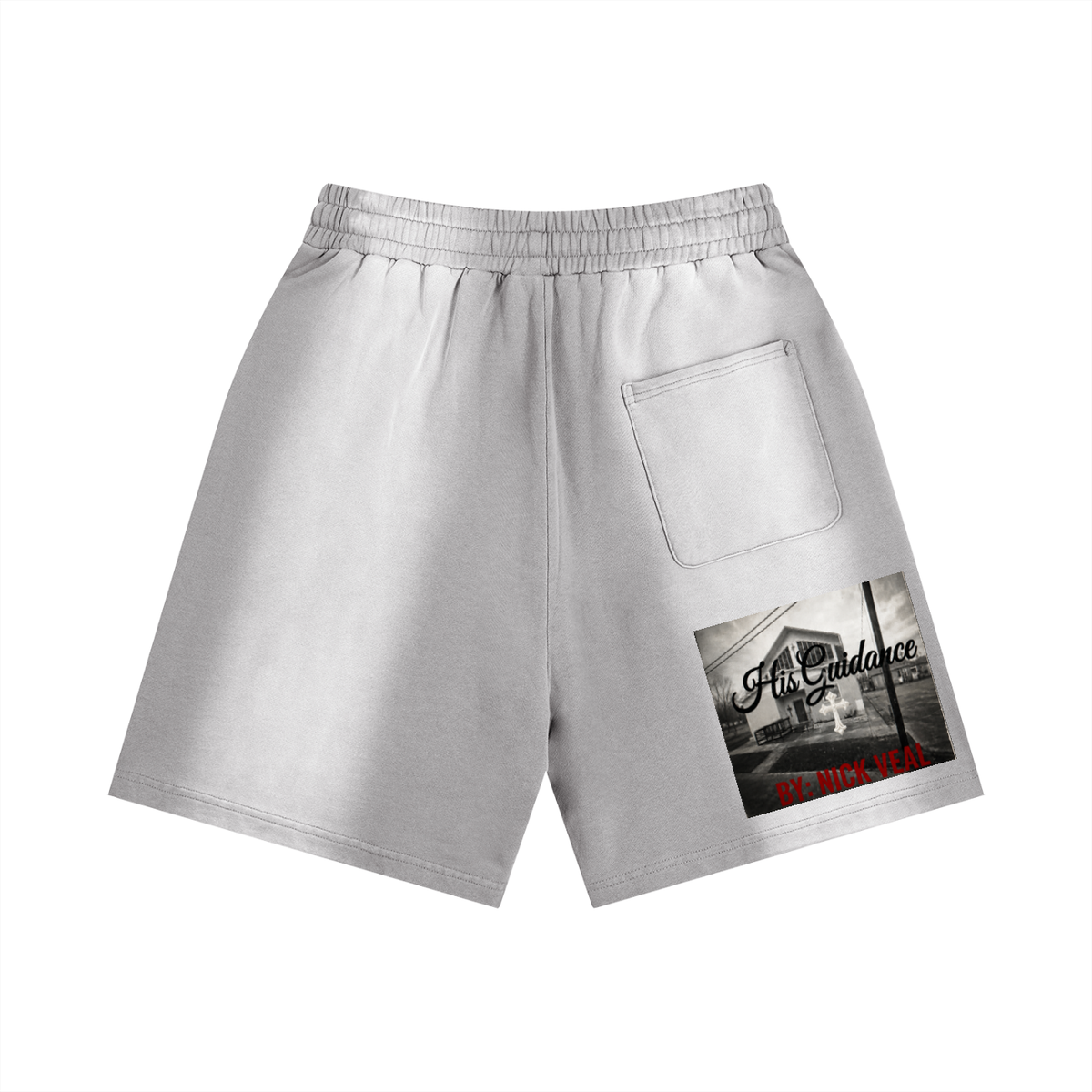 "His Guidance" Sun Fade Distressed Shorts