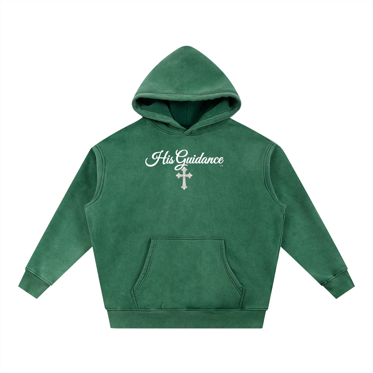 "His Guidance" Snow Wash Fleece Oversize Hoodie (White Font)