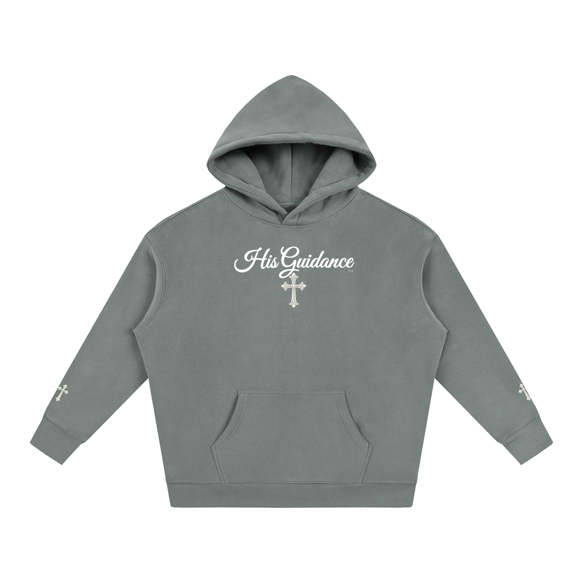 "His Guidance" Oversize Fleeced Hoodie (cross on sleeves)