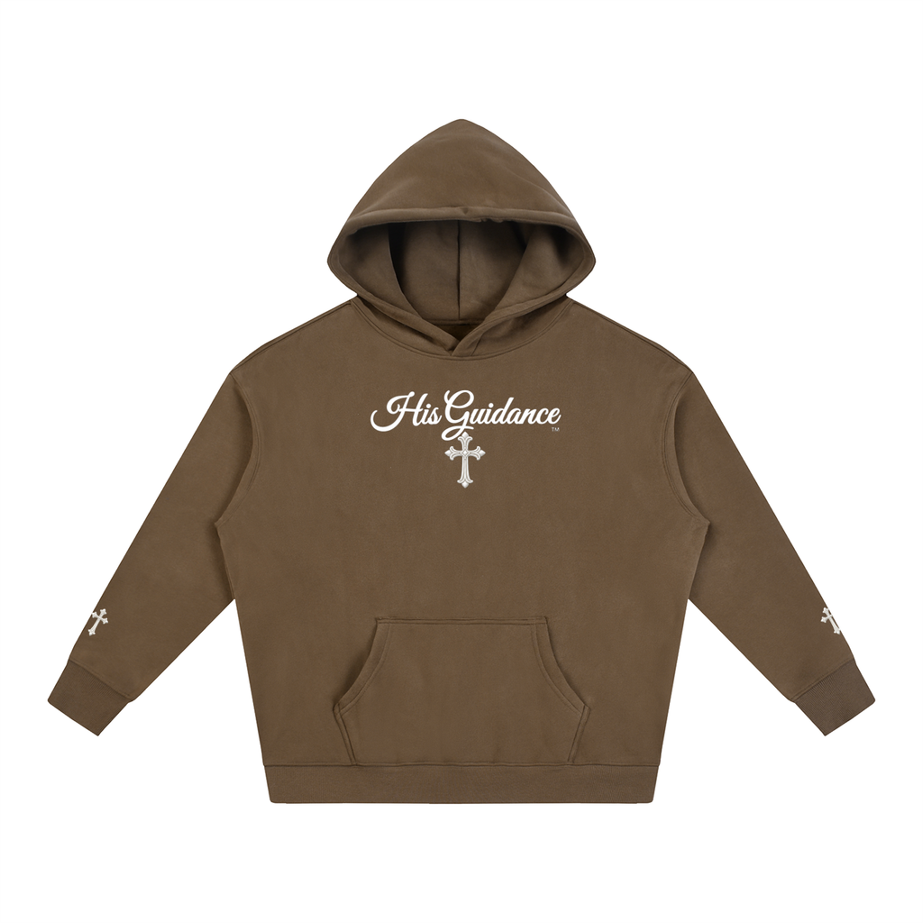 "His Guidance" Oversize Fleeced Hoodie (cross on sleeves)
