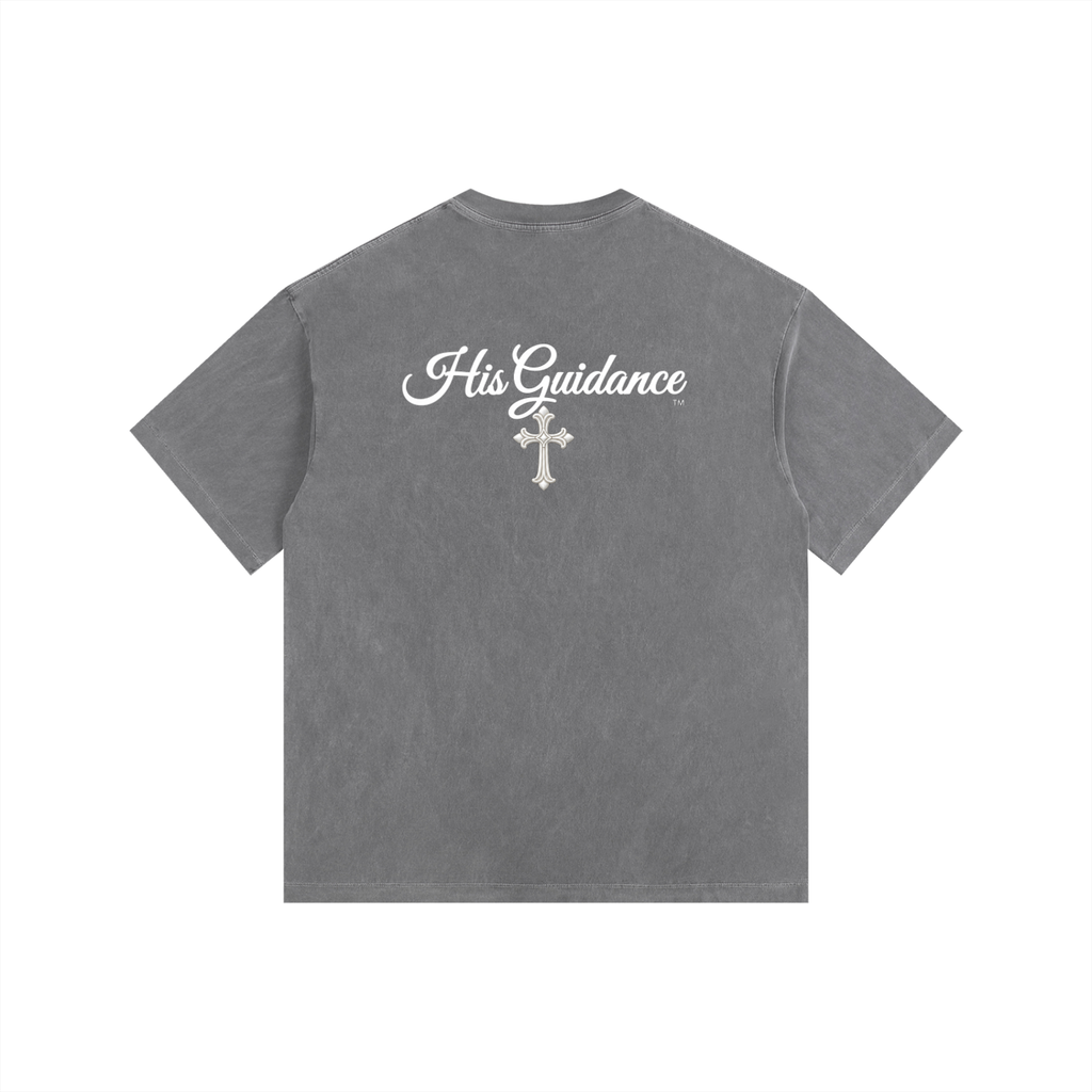 "His Guidance" Vintage Washed Oversized Cotton T-Shirt (White Font)