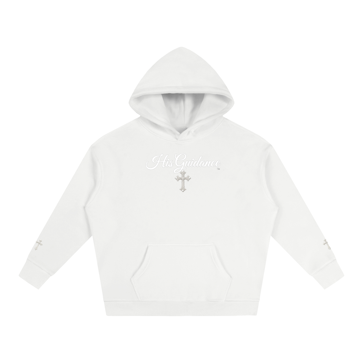 "His Guidance" Oversize Fleeced Hoodie (cross on sleeves)