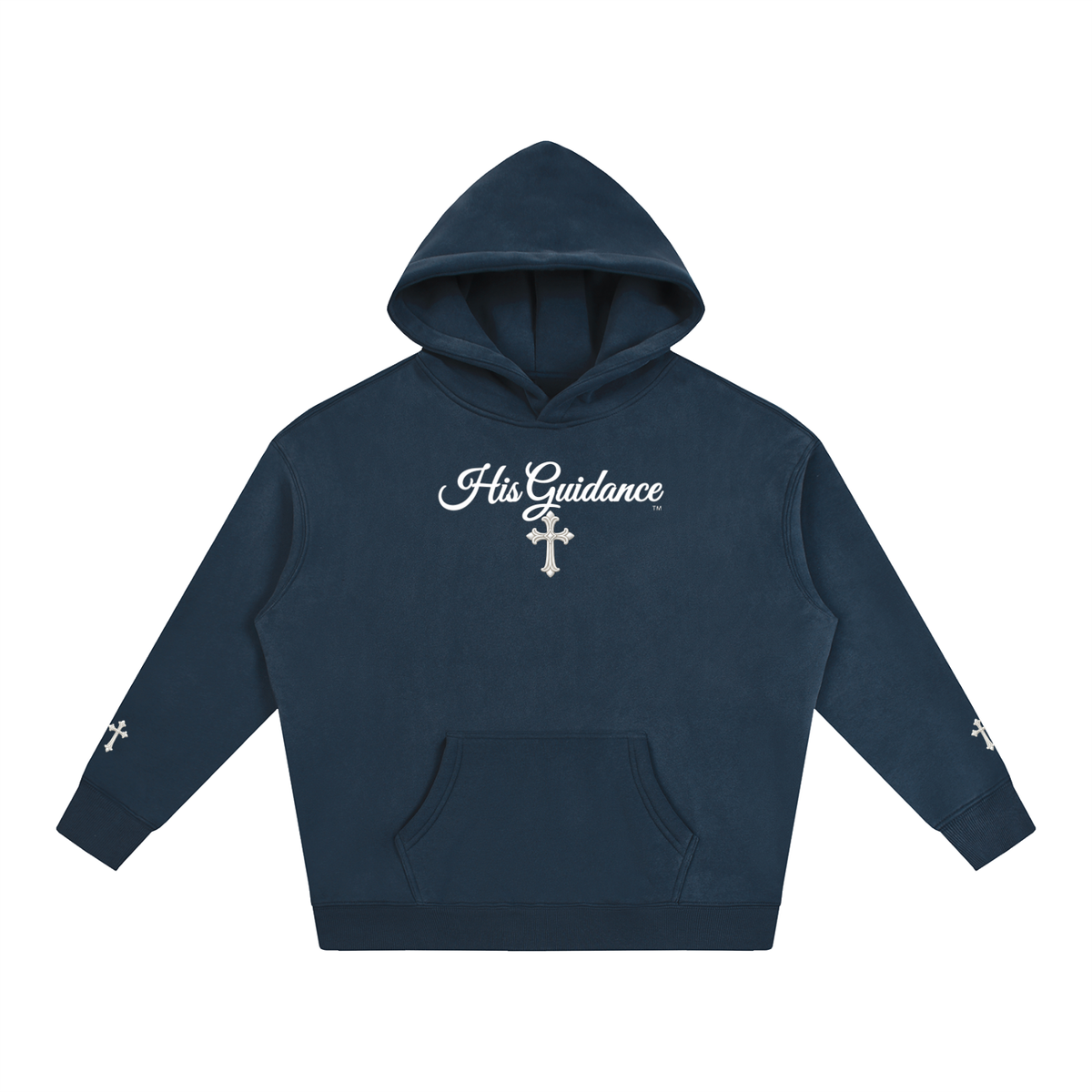 "His Guidance" Oversize Fleeced Hoodie (cross on sleeves)