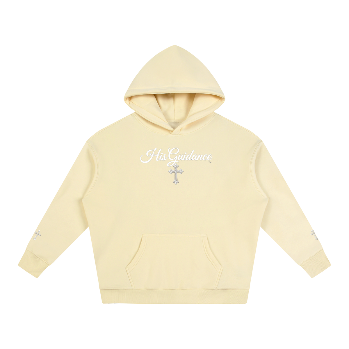 "His Guidance" Oversize Fleeced Hoodie (cross on sleeves)