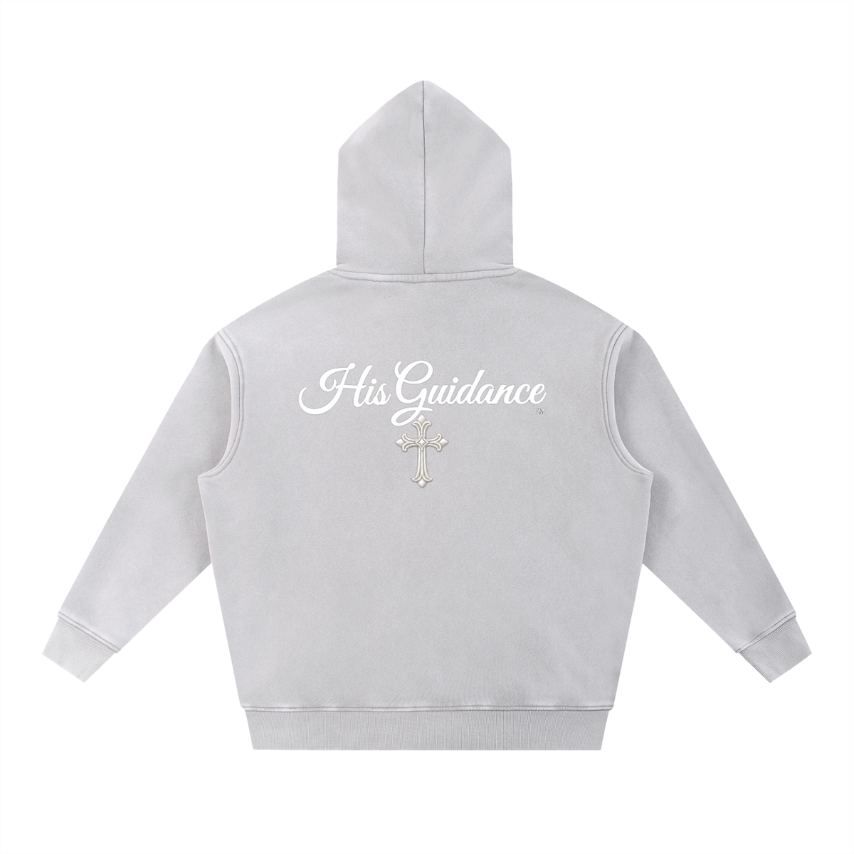 "His Guidance" Snow Wash Fleece Oversize Hoodie (White Font)