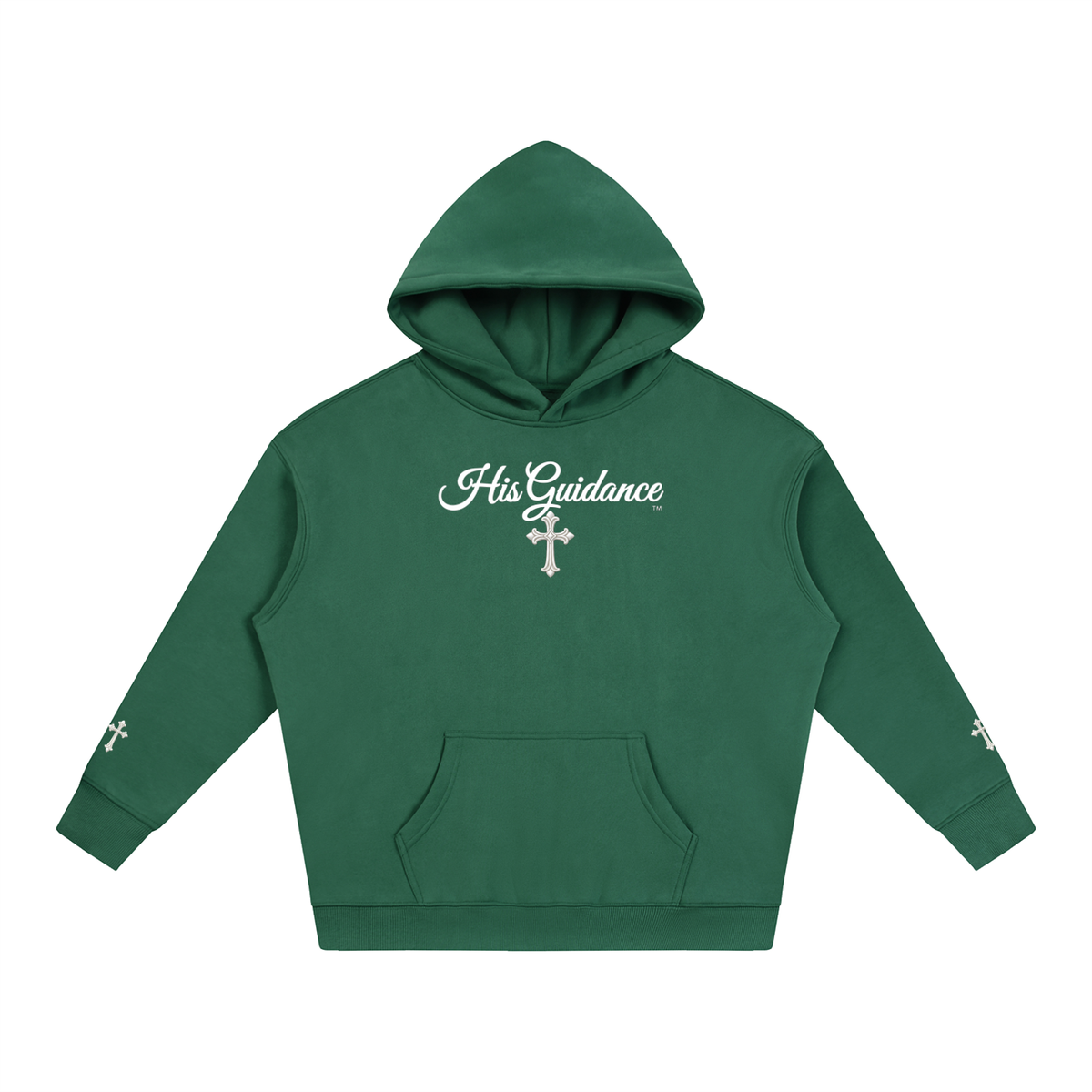 "His Guidance" Oversize Fleeced Hoodie (cross on sleeves)