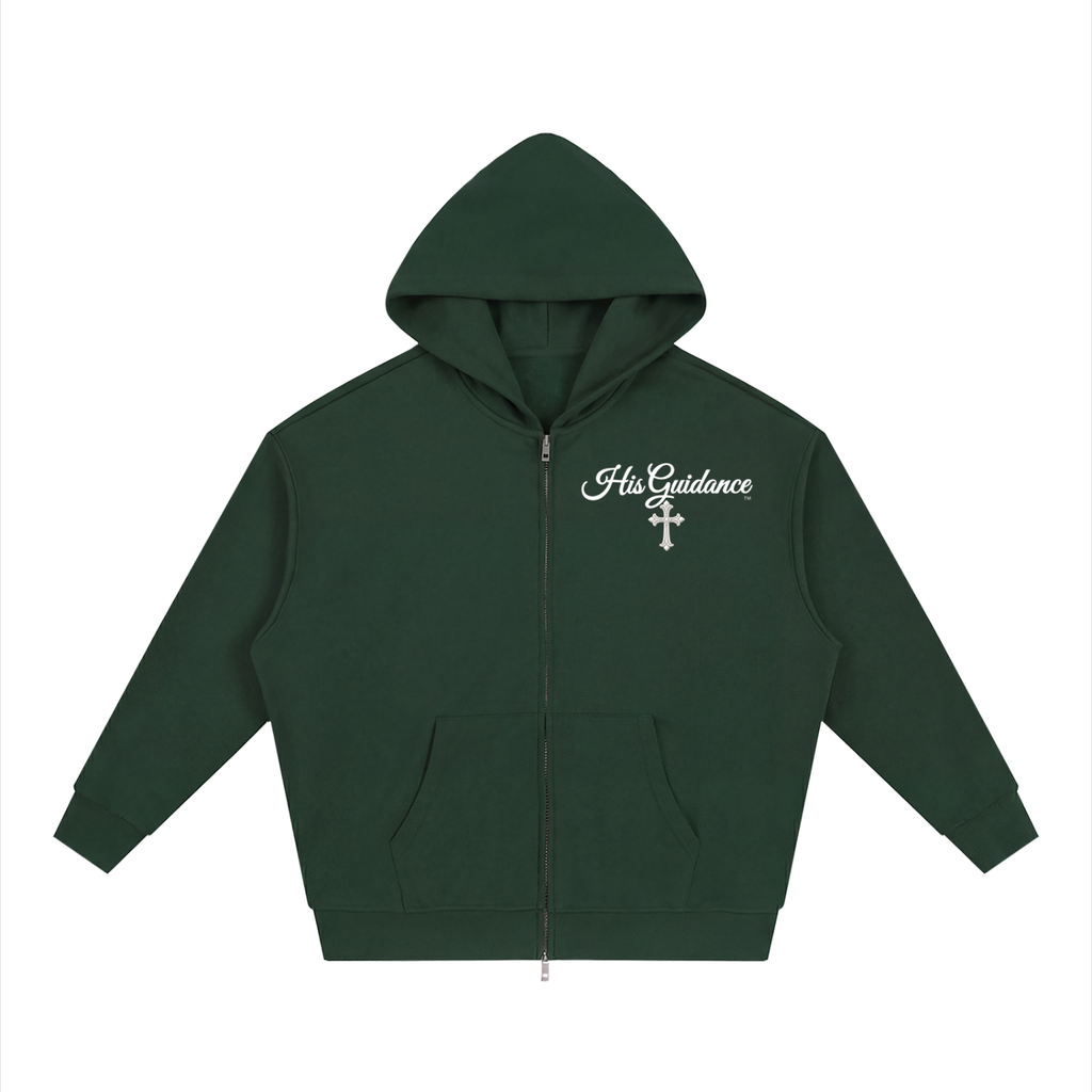 "His Guidance" Unisex Loose Solid Full Zip Hoodie
