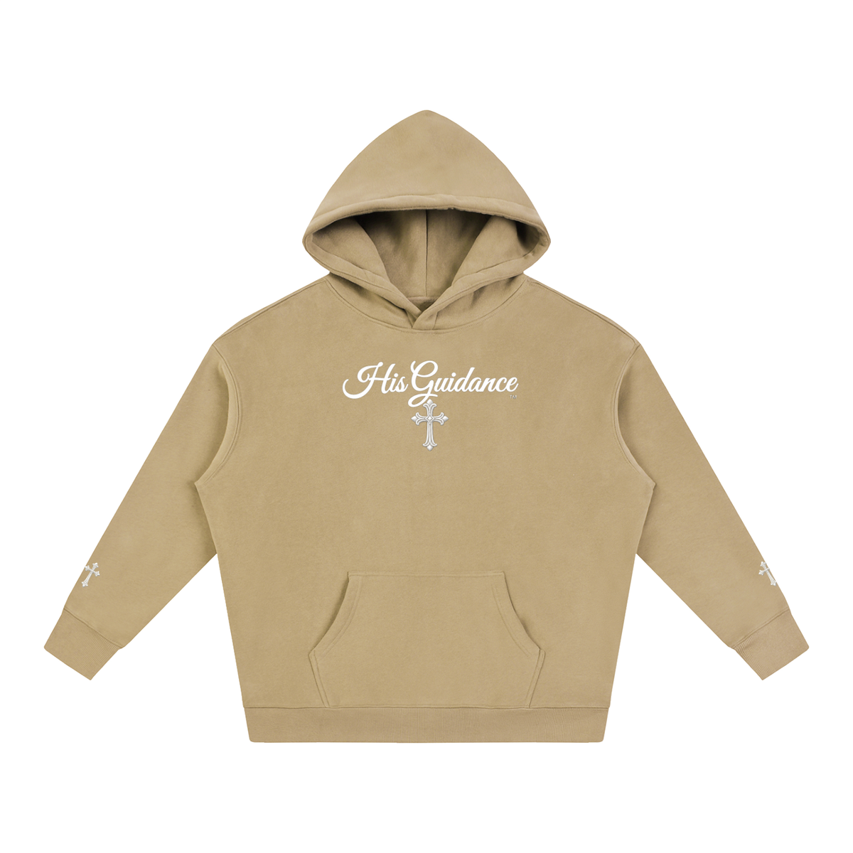 "His Guidance" Oversize Fleeced Hoodie (cross on sleeves)
