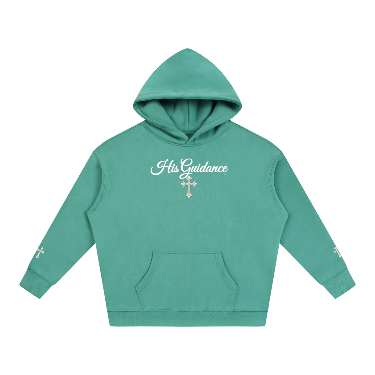 "His Guidance" Oversize Fleeced Hoodie (cross on sleeves)
