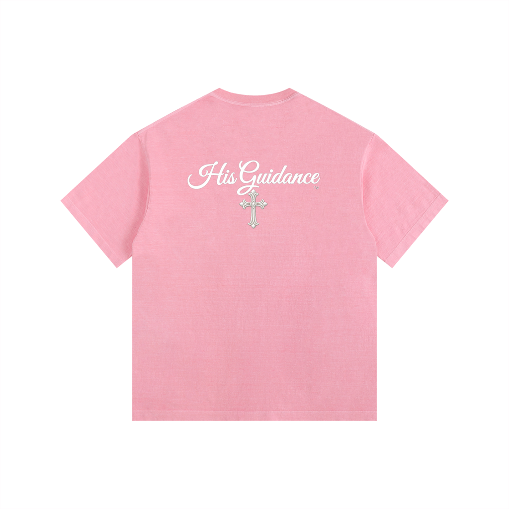"His Guidance" Vintage Washed Oversized Cotton T-Shirt (White Font)