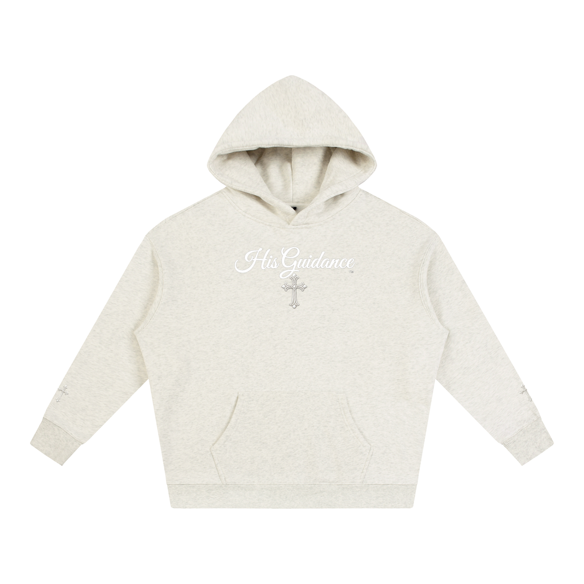 "His Guidance" Oversize Fleeced Hoodie (cross on sleeves)